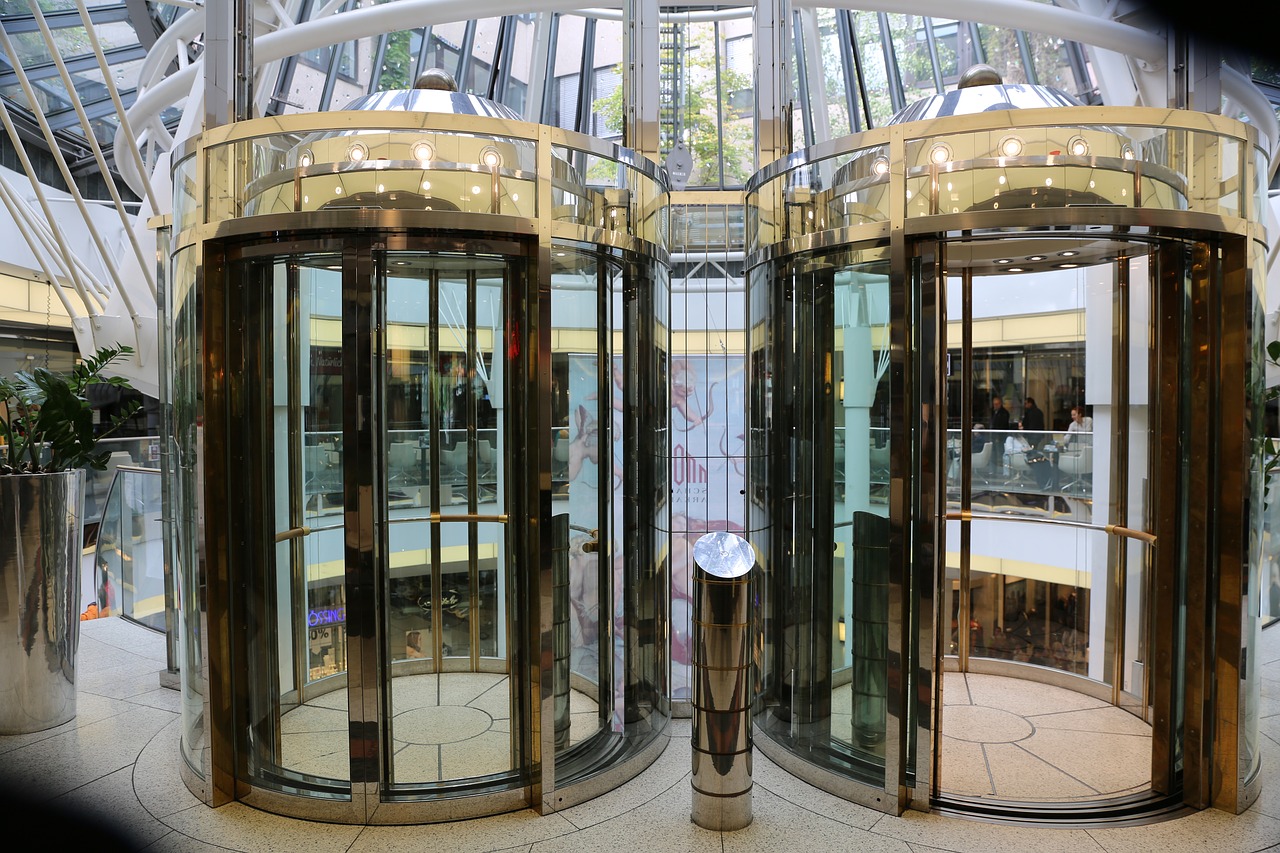 elevators glass mall free photo