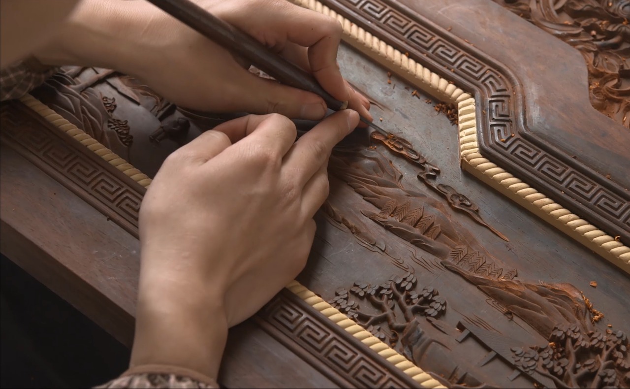 embossed rosewood the court sandalwood carved the national palace museum free photo