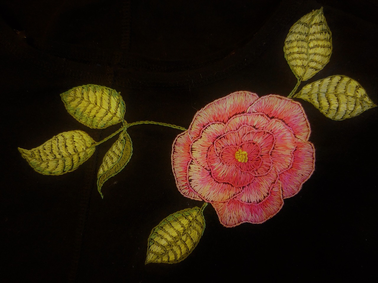 embroidery stitching rose free photo