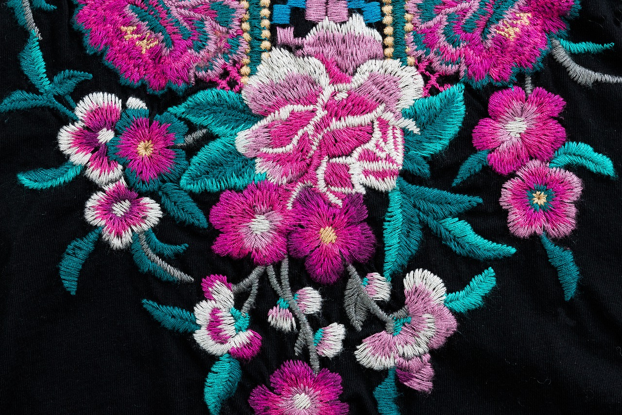 embroidery  flowers  floral free photo