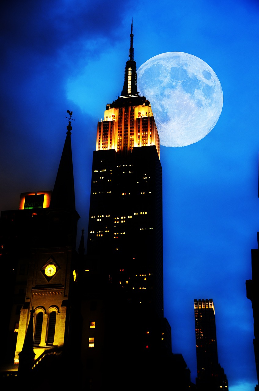empire state building new york night free photo