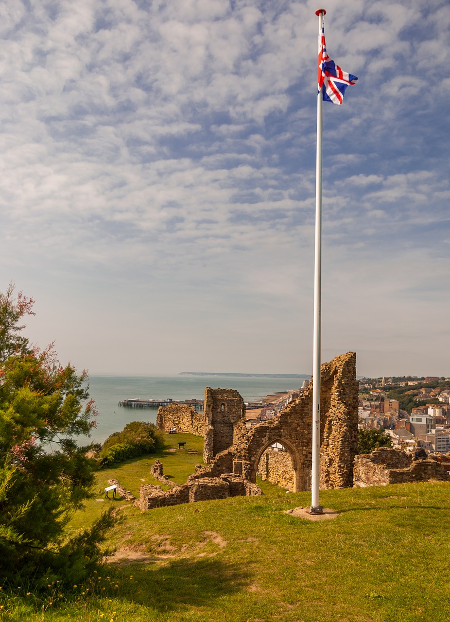 english flag castle ruin free photo