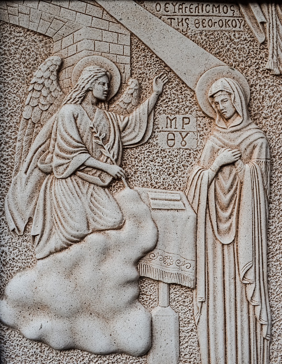 engraving annunciation virgin mary free photo