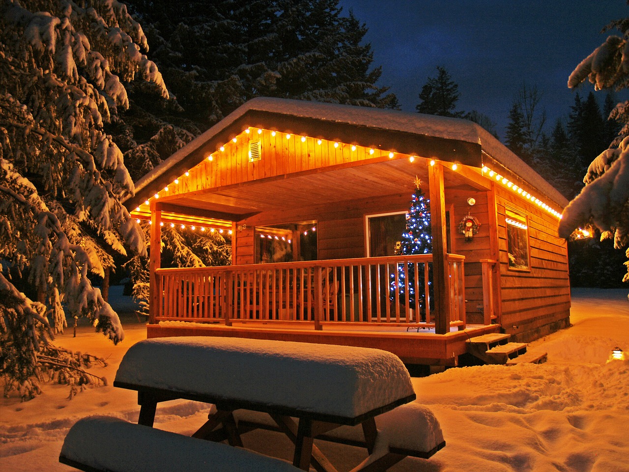 enlighted illuminated cabin free photo