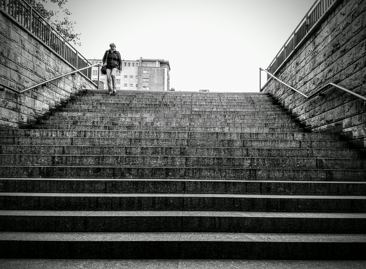 entrance black and white stairs free photo