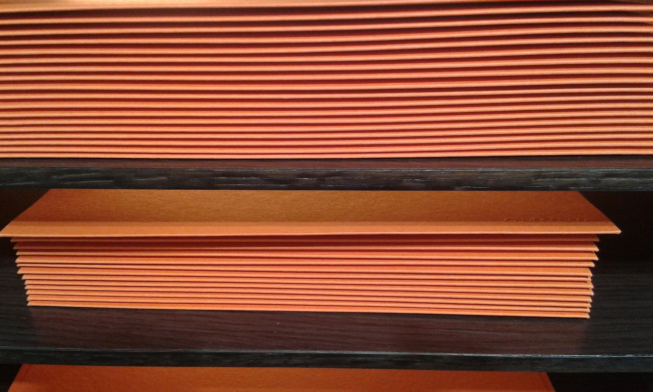envelopes orange shelf free photo