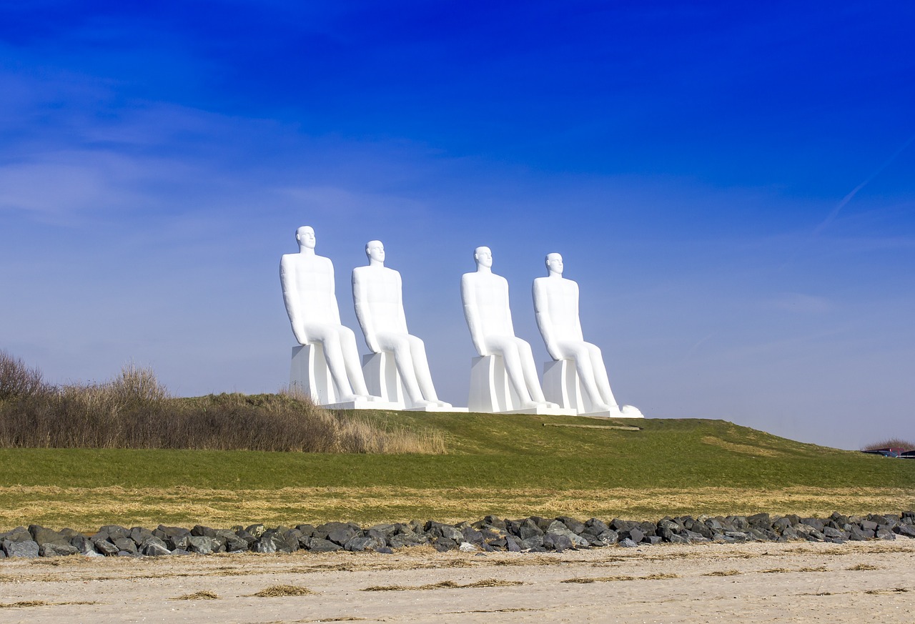 esbjerg white men sculpture free photo