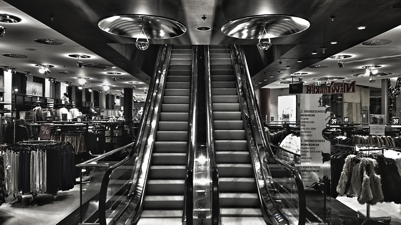escalator department store chrome free photo