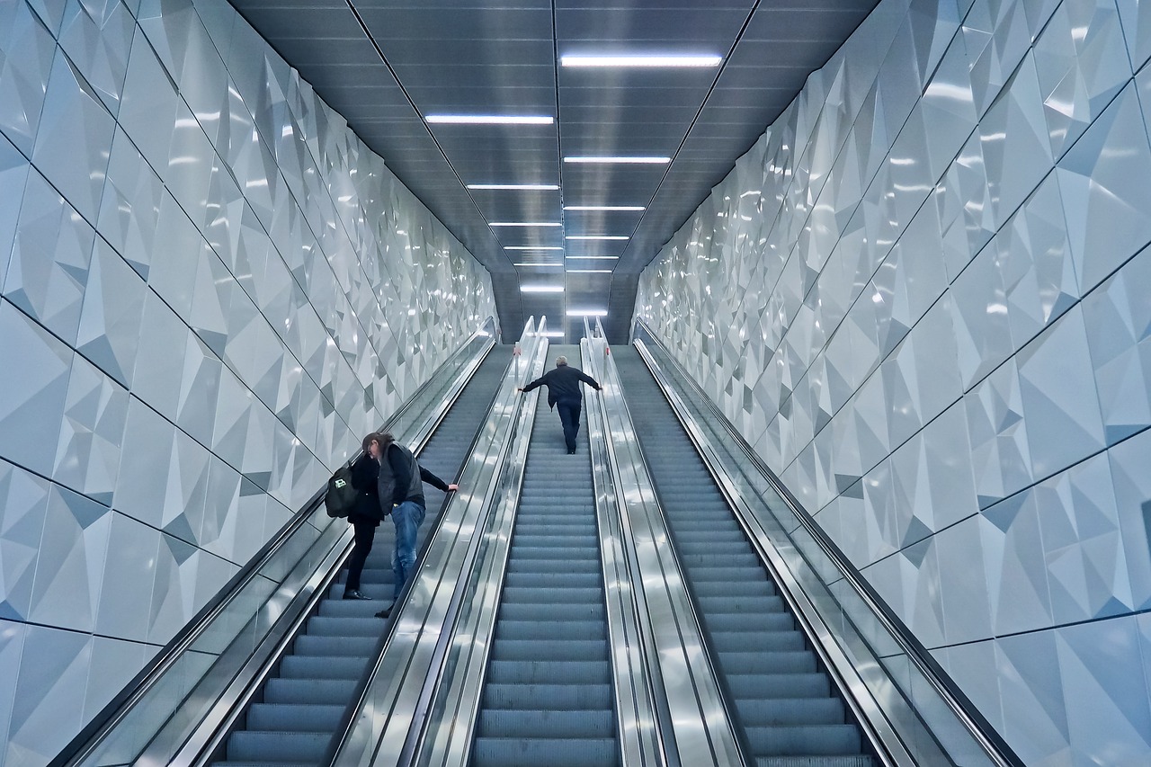 escalator underground handrails free photo
