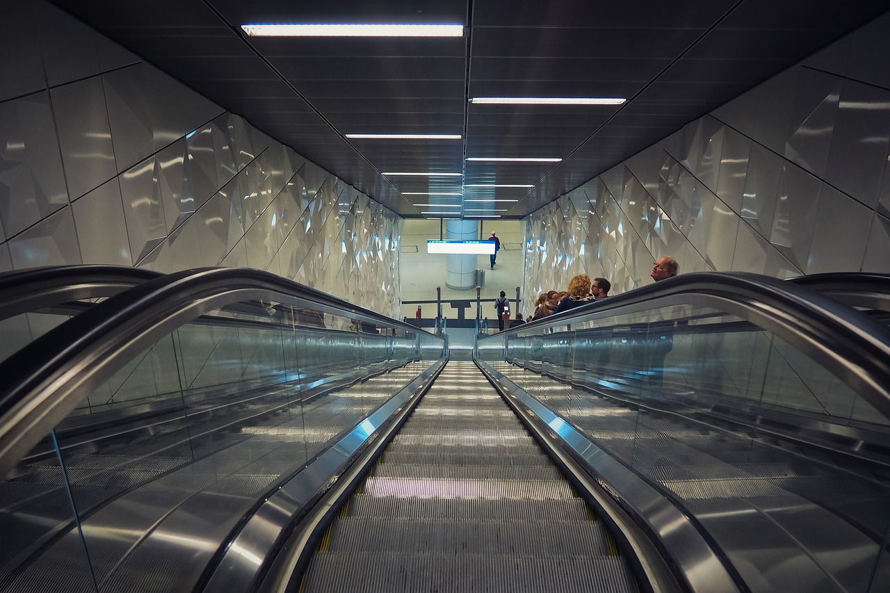 escalator underground handrails free photo