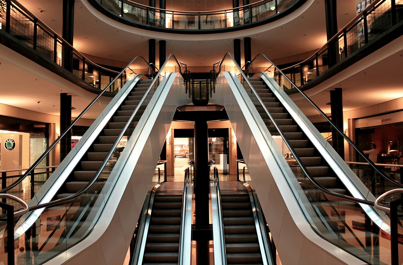 escalator stairs metal segments free photo