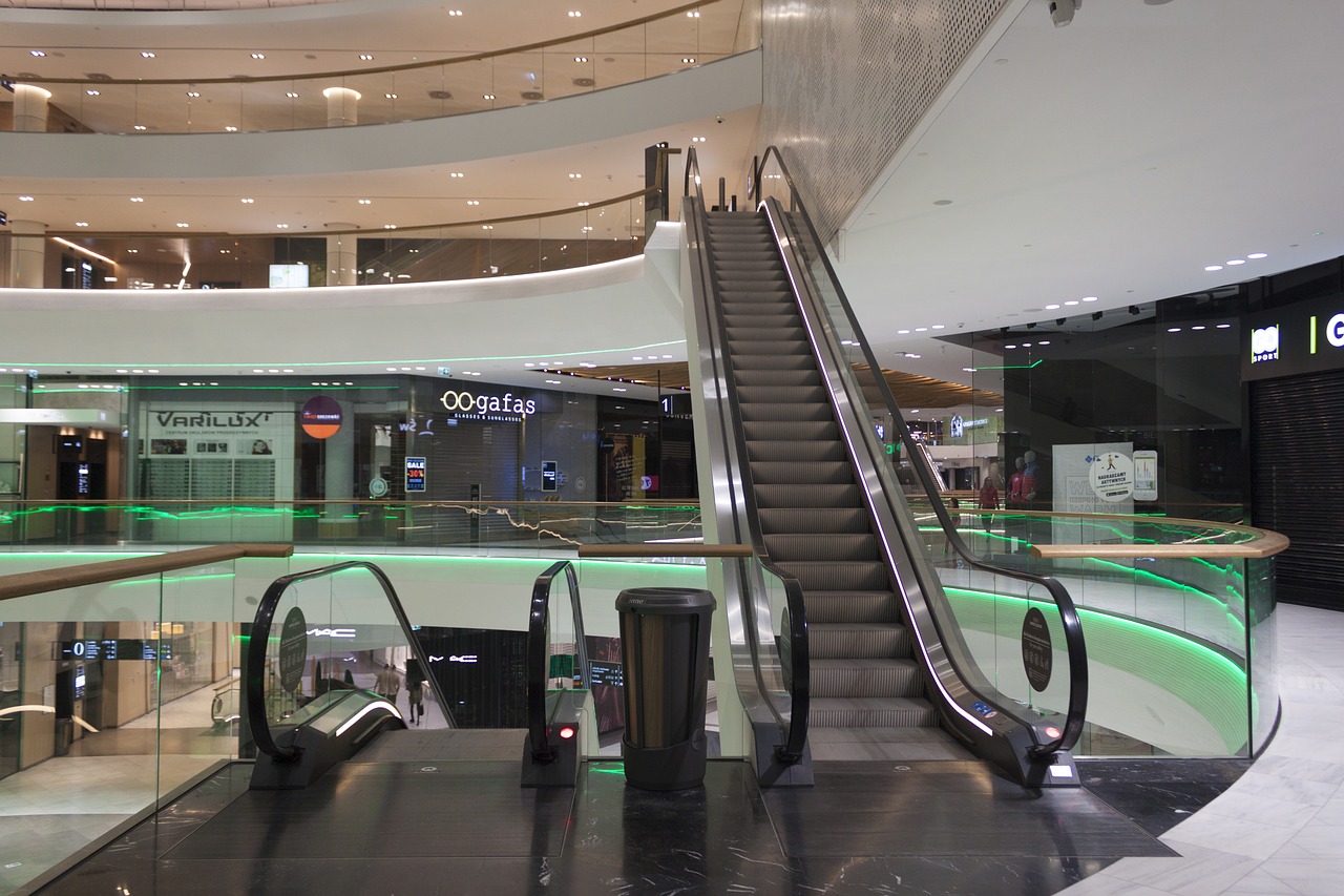 escalator  shopping center  department store free photo