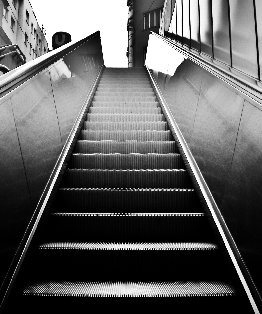 escalator black and white stairs free photo