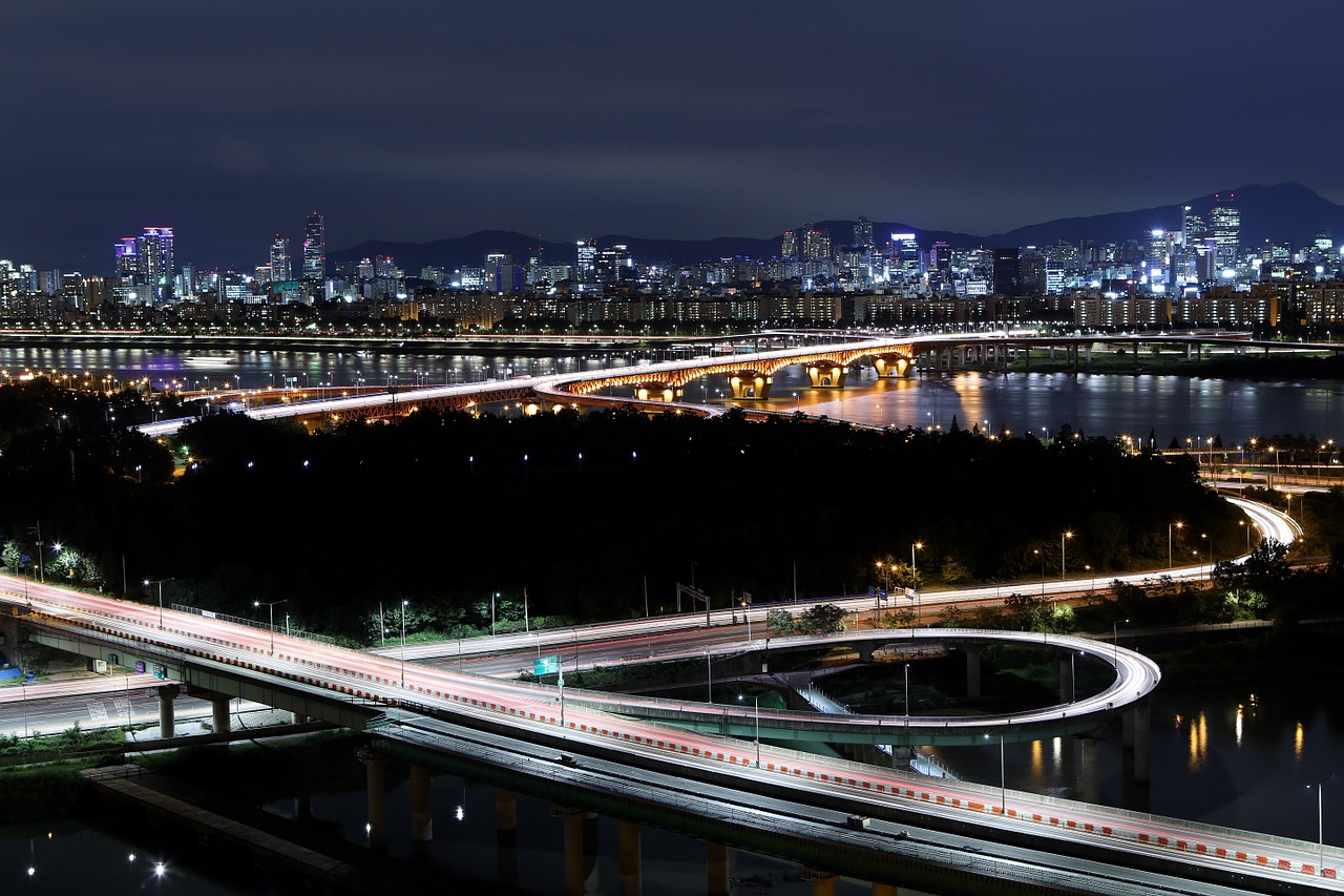 eungbongsan seongsu bridge night view free photo
