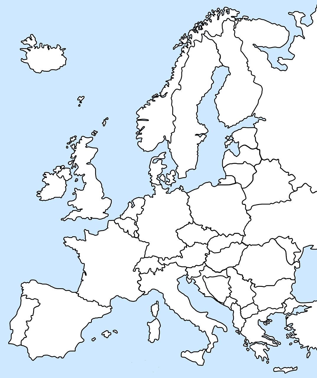 Europa de. Контурная карта стран Европы без названий. Карта Европы белая. Карта - Европа. Карта Европы со странами белая.