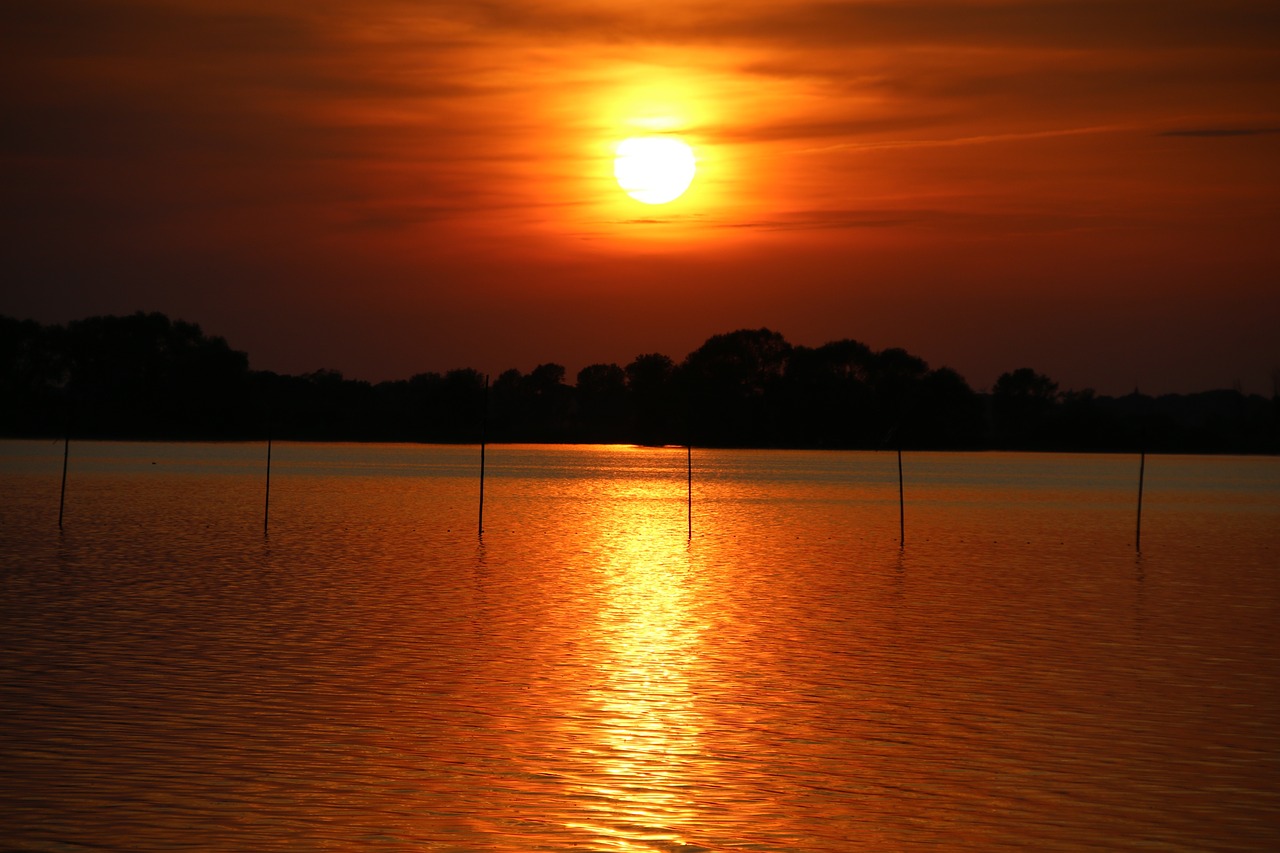 evening  sunset  lake free photo