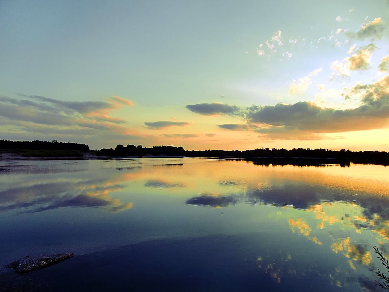 evening sunset lake free photo