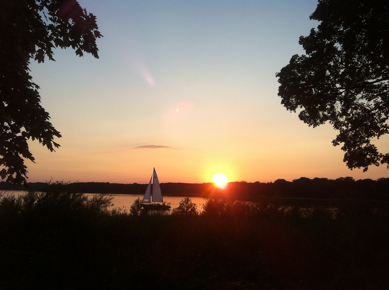 evening sky sunset sailing boat free photo