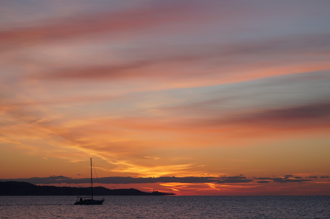 evening sky sea ship free photo