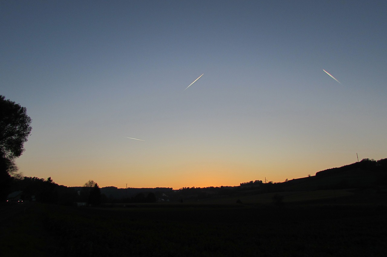 evening sky afterglow aircraft free photo