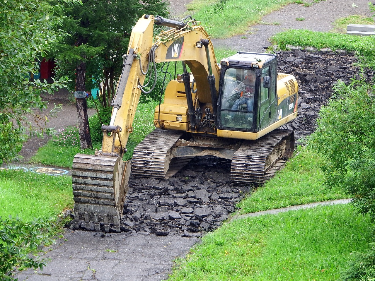 excavator asphalt road repair free photo