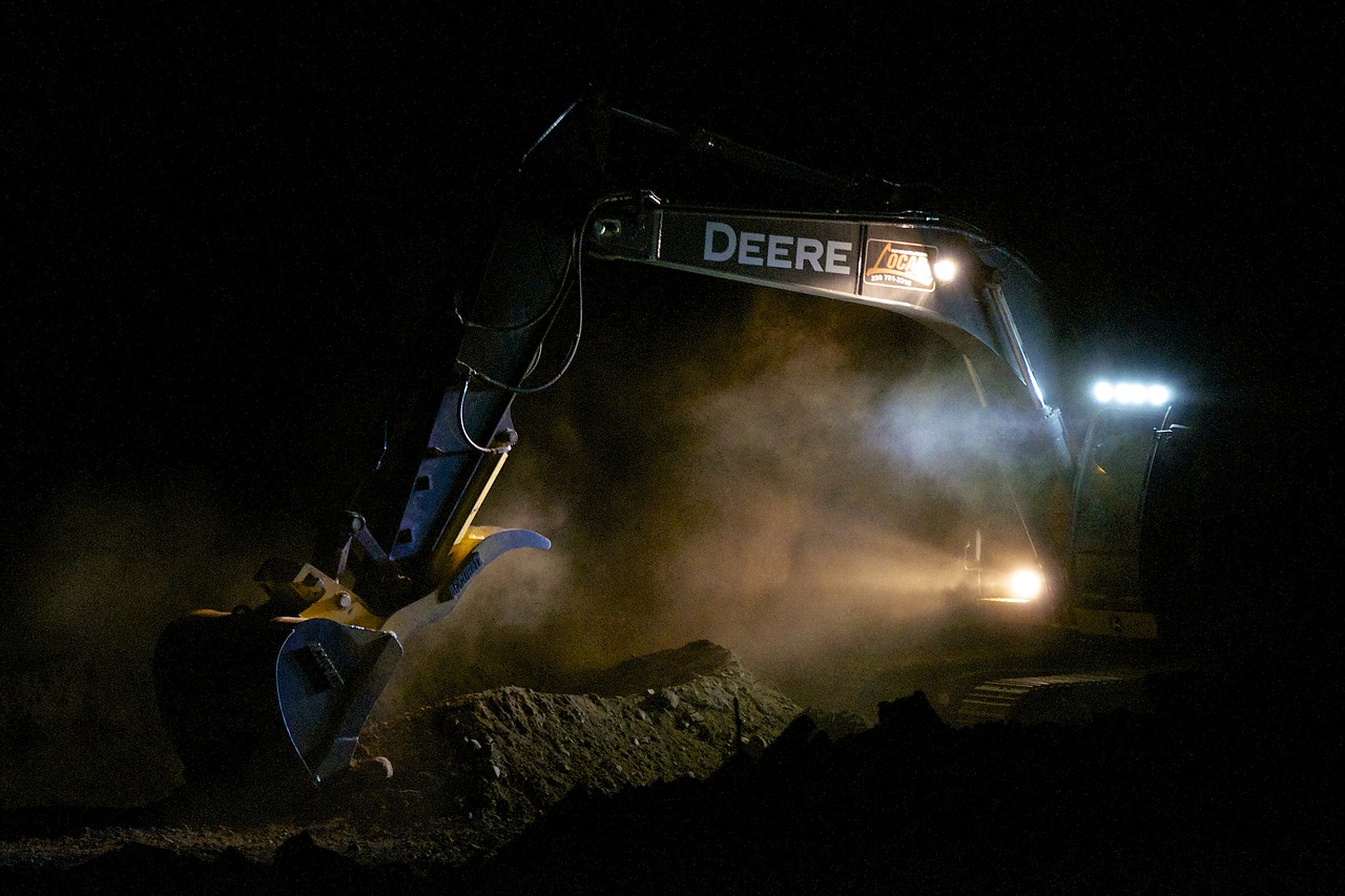 excavator floodlights eerie free photo