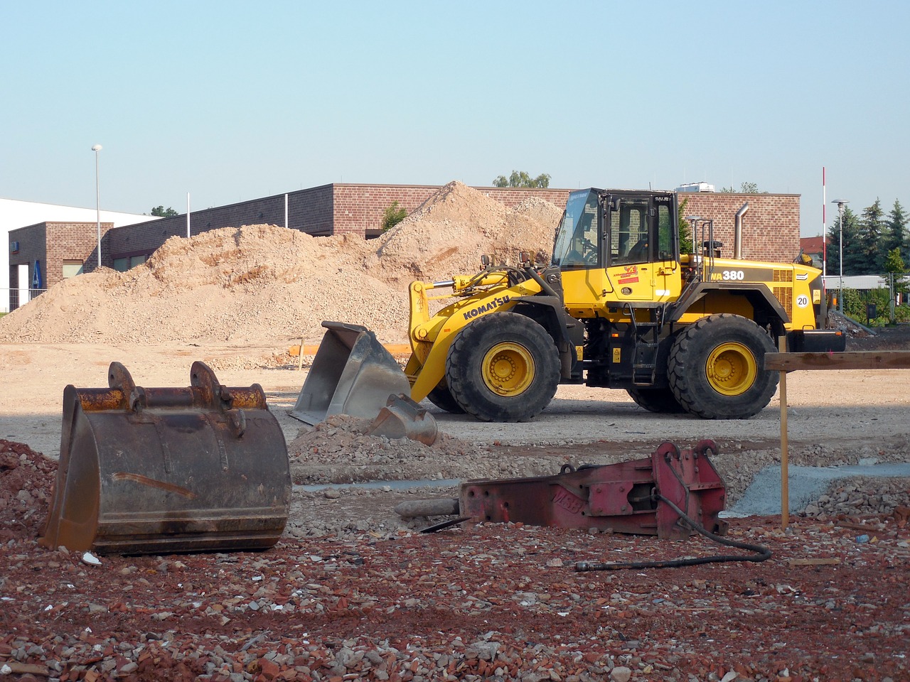 excavators construction vehicle site free photo