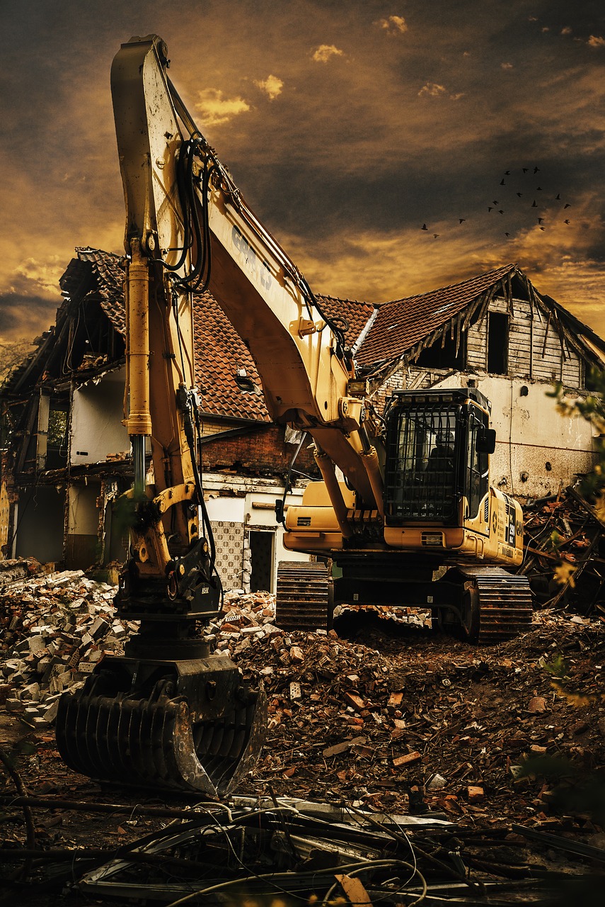 excavators demolition debris free photo