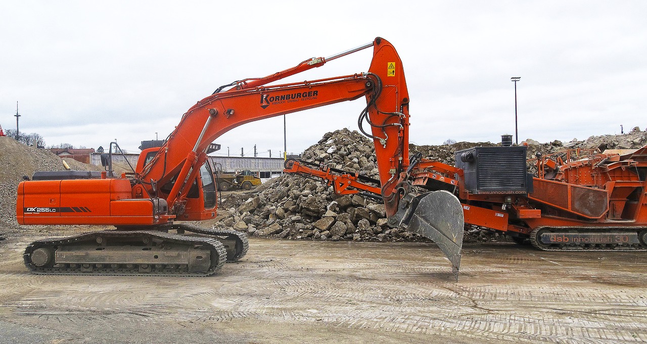 excavators sorting grapple demolition free photo