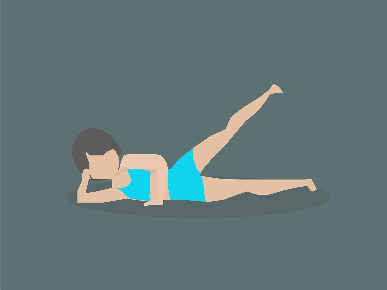 exercise side lying leg raises woman free photo