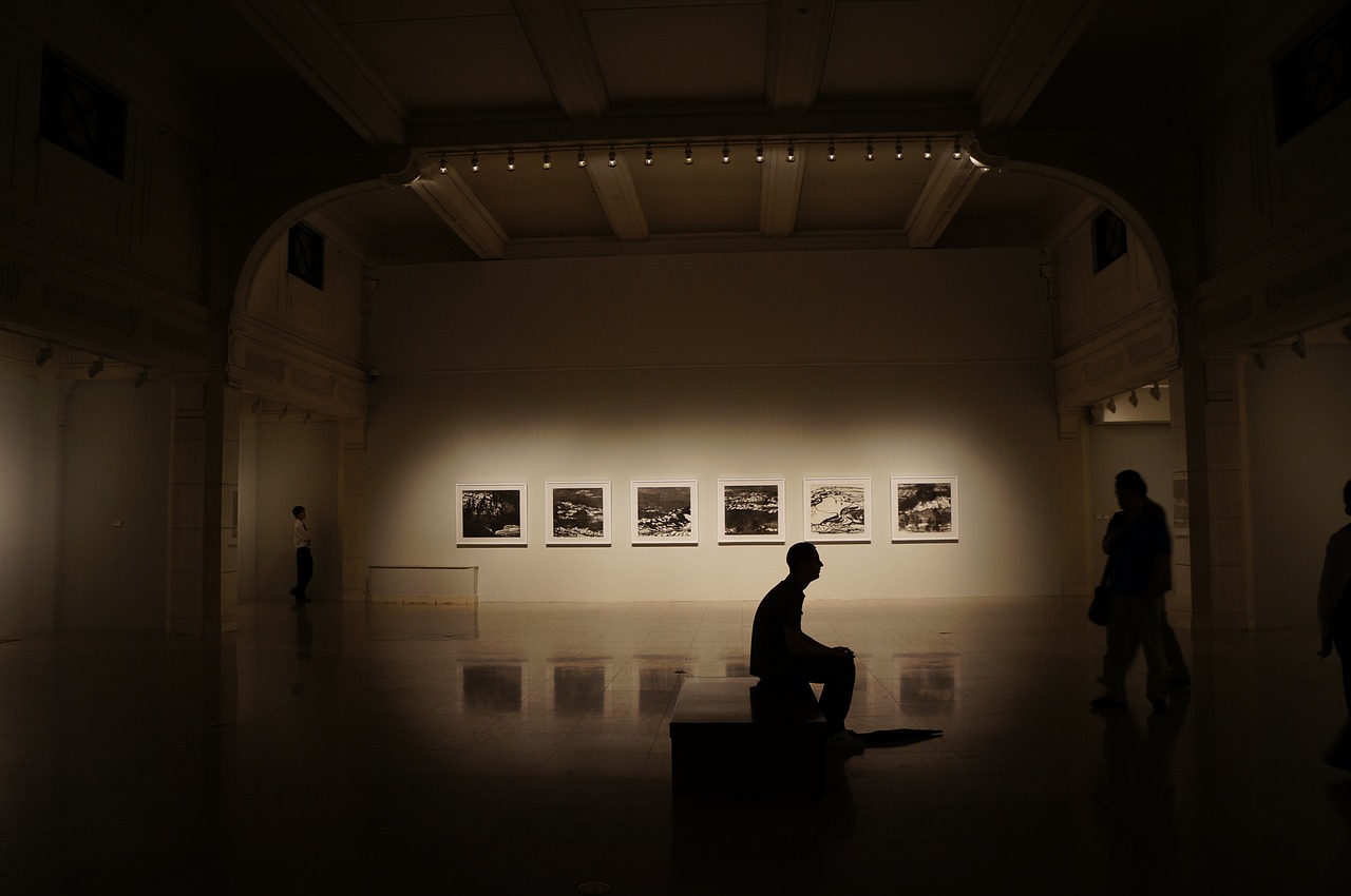 exhibitions silhouette man people free photo