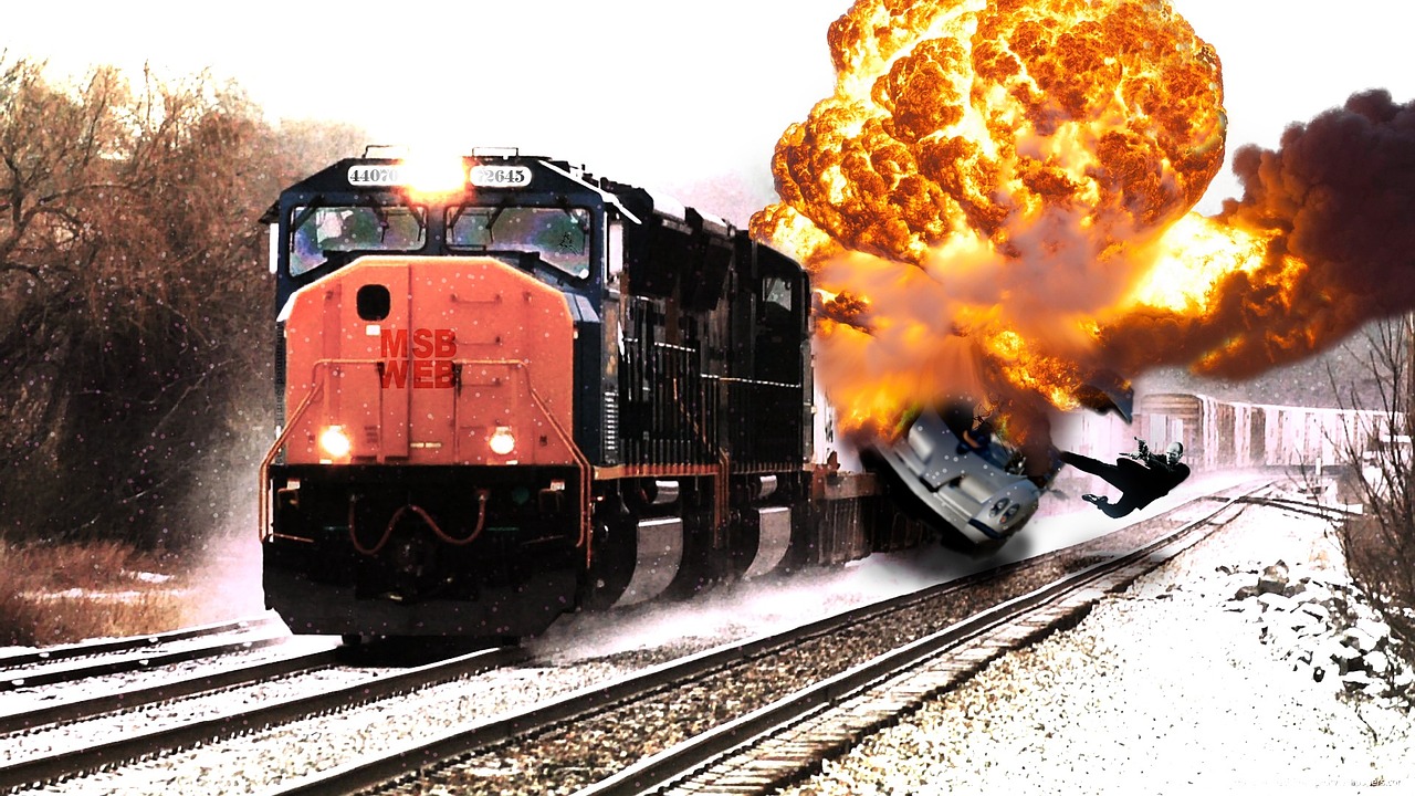 explosion boom train free photo