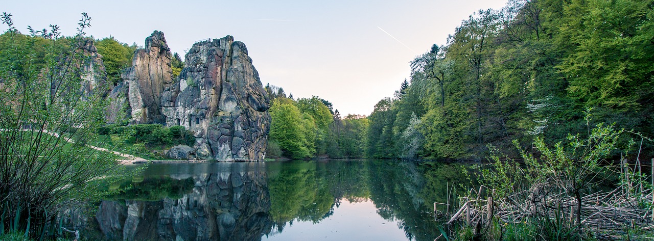 externsteine  lake  mirroring free photo