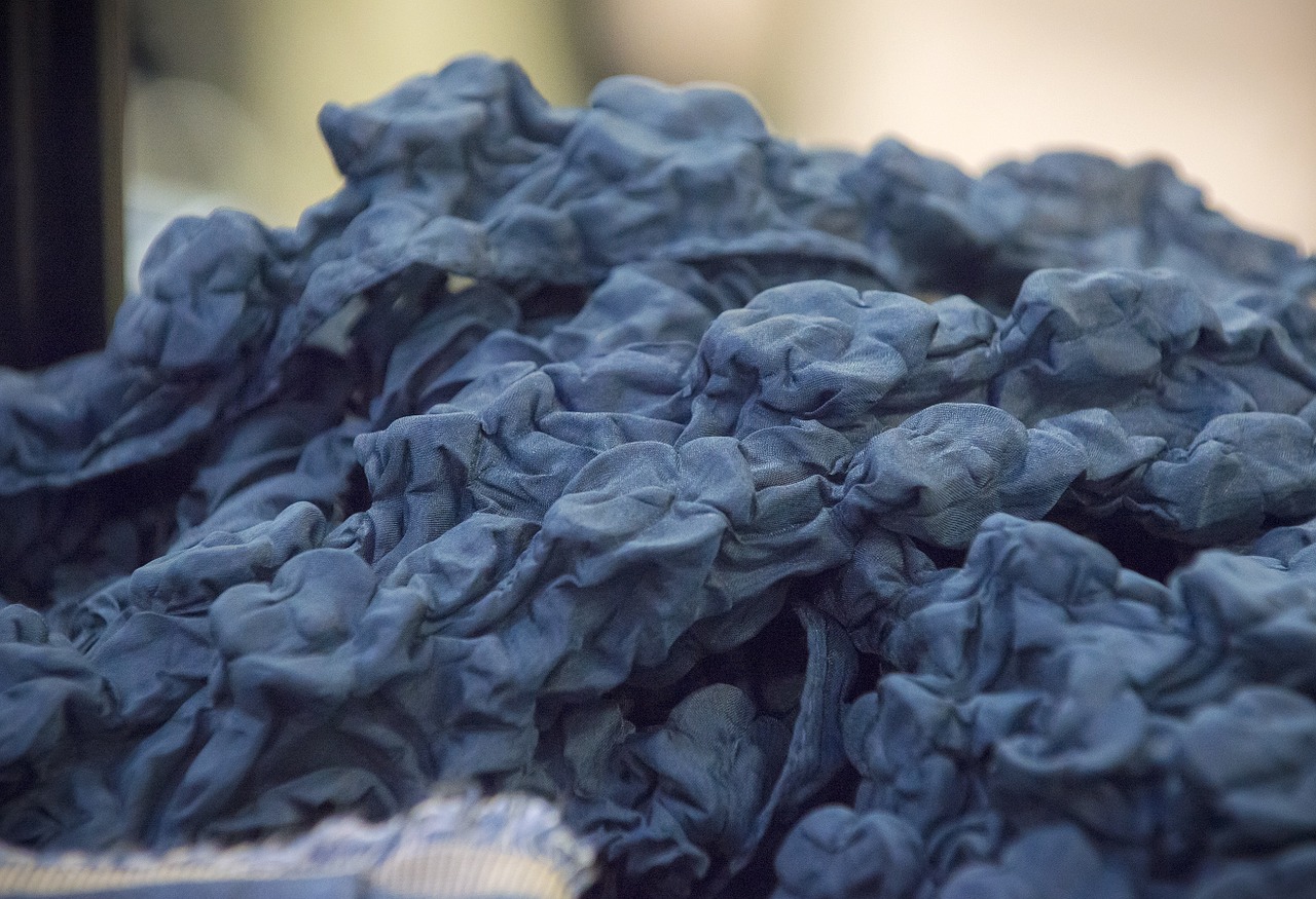 fabric blue textile free photo