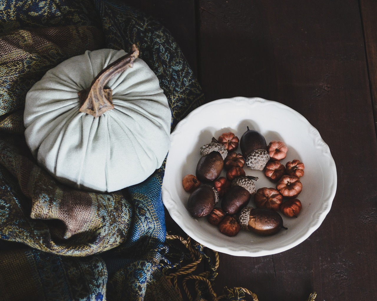 fabric pumpkin from above soft free photo