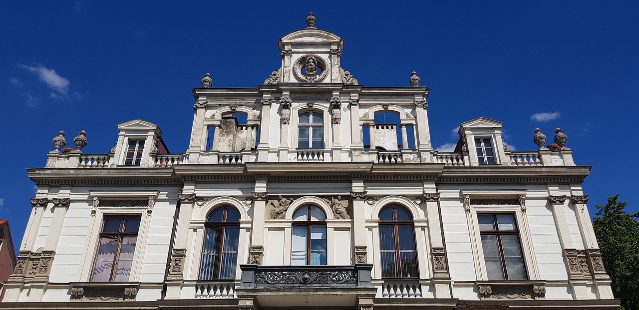 facade  decorated with  white free photo