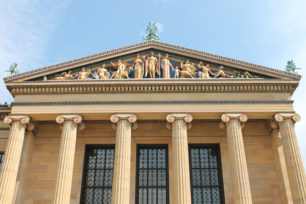 facade greek philadelphia museum of art free photo