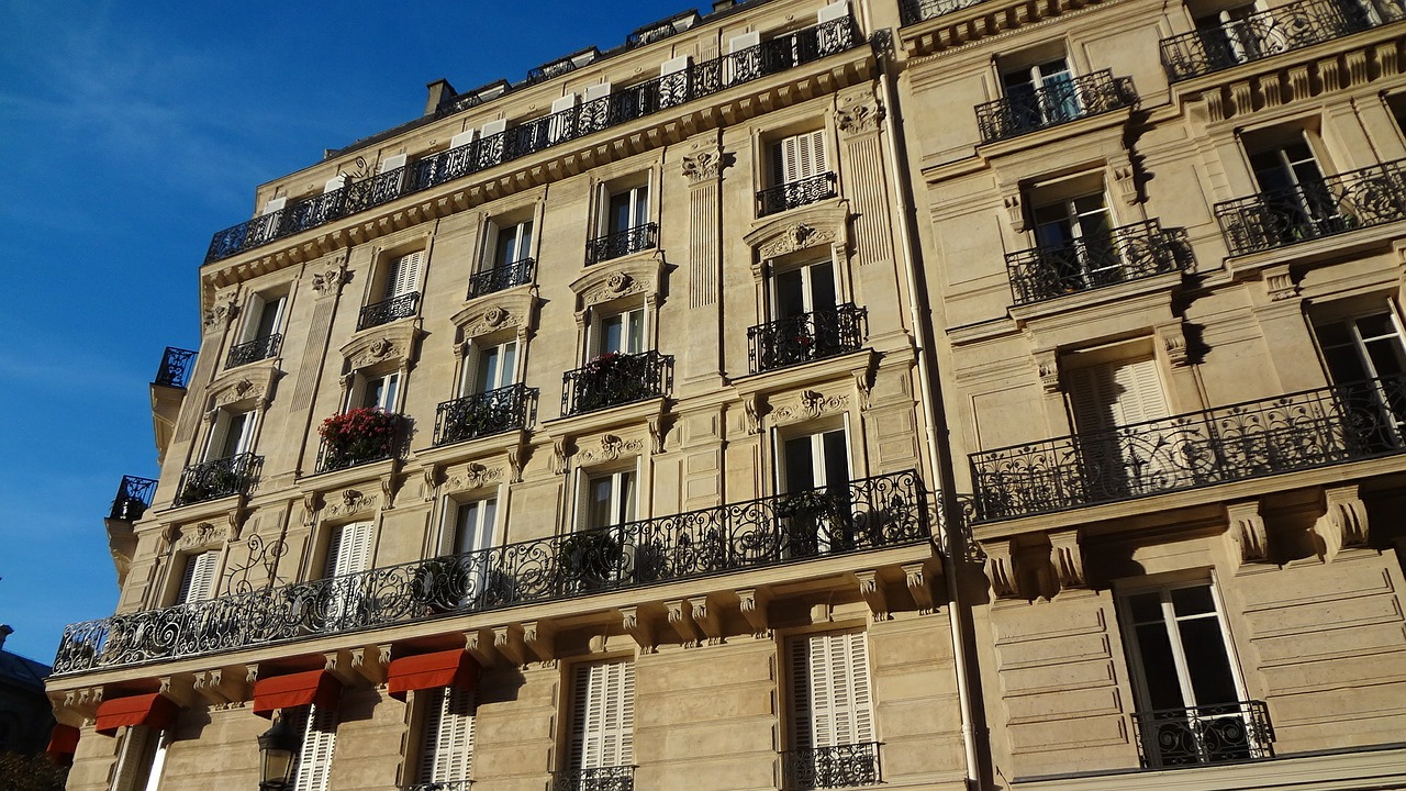 facade of building windows paris free photo