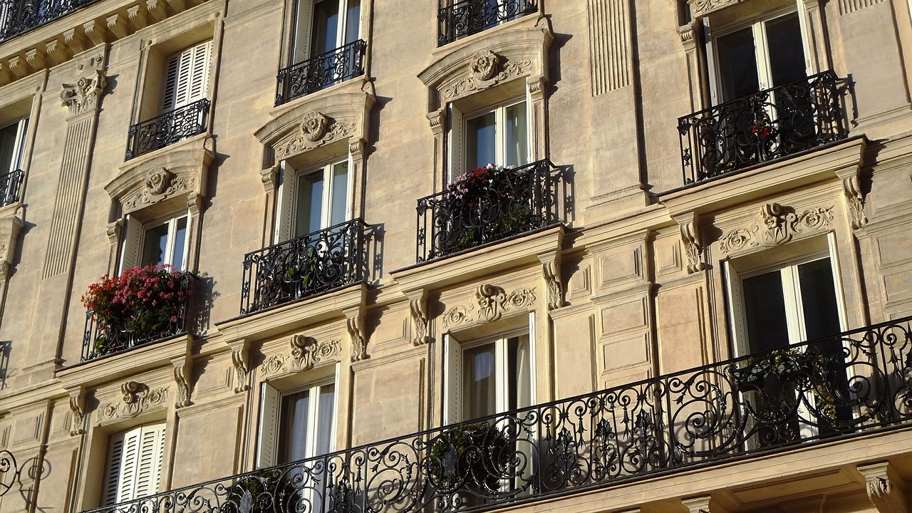 facade of building windows paris free photo