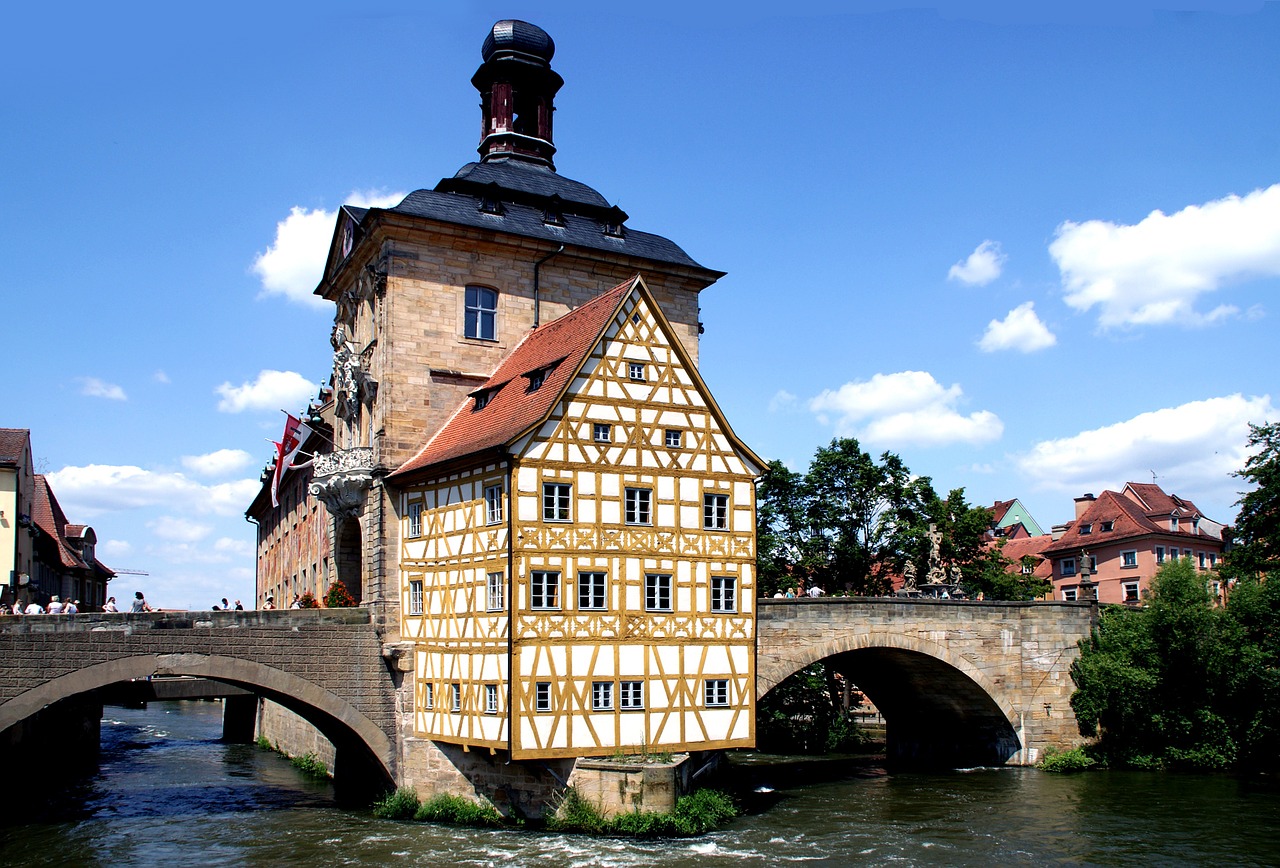 fachwerkhaus river bridge free photo