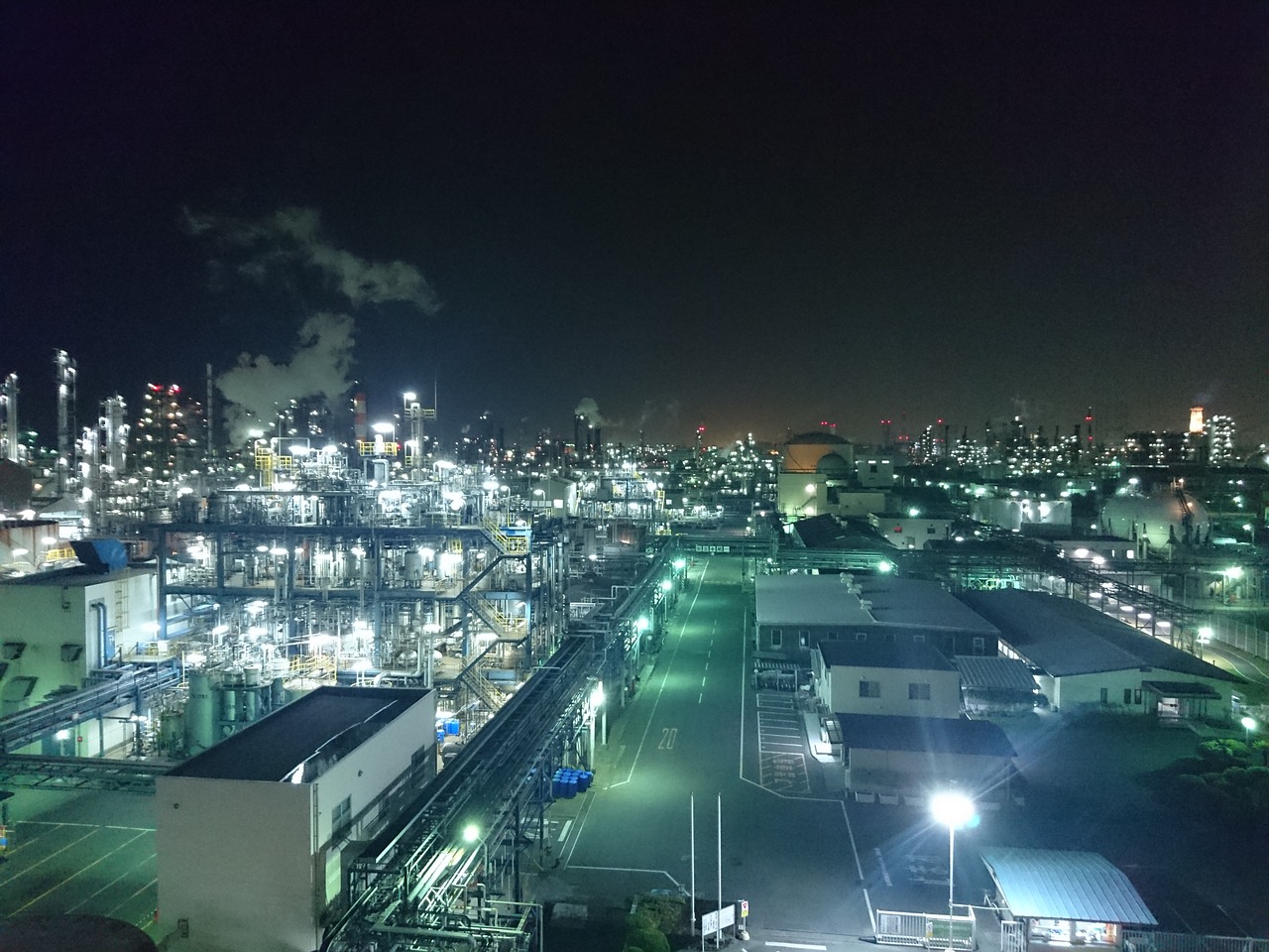 factory night view light pollution free photo