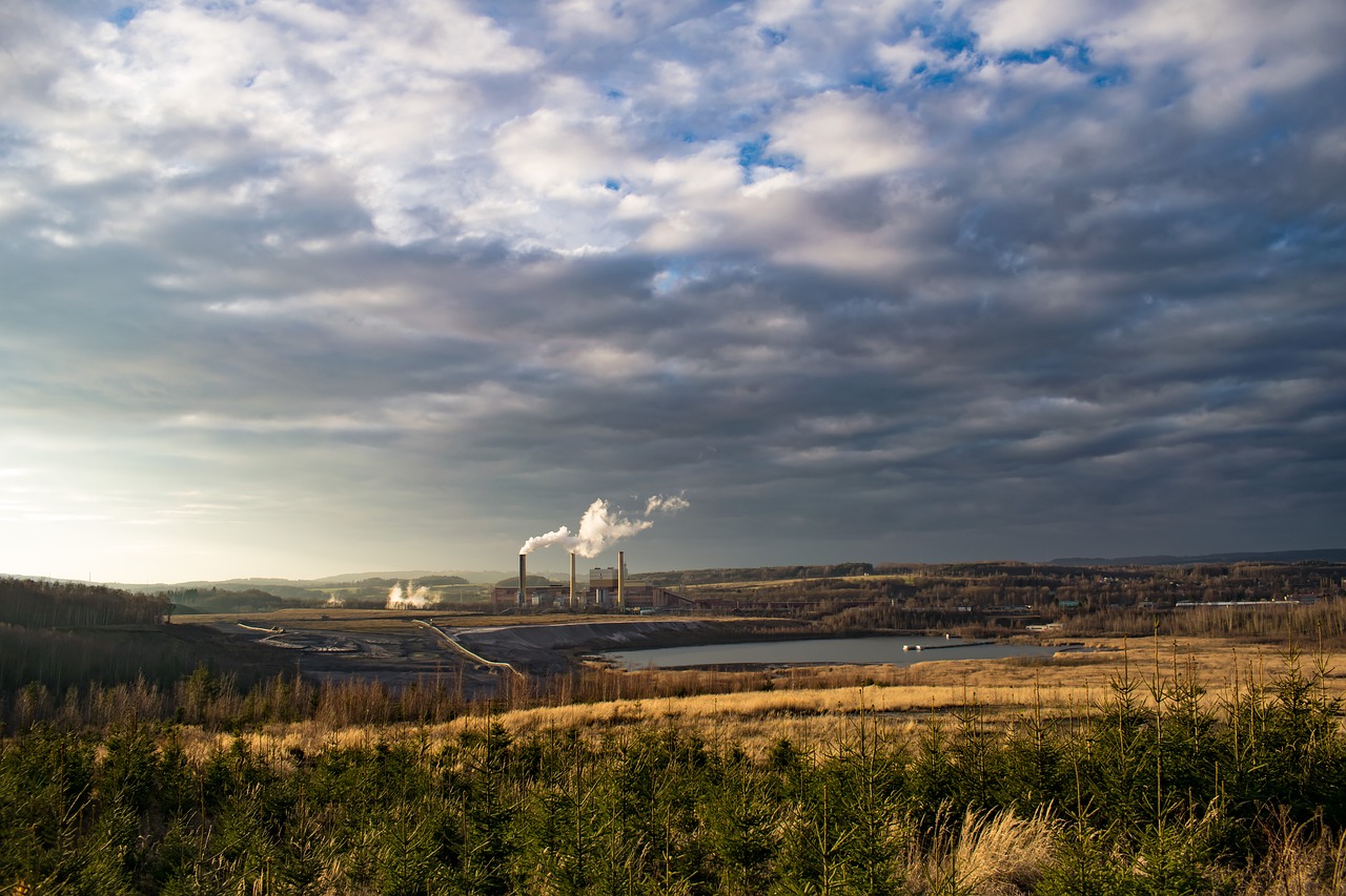 factory landscape lake free photo