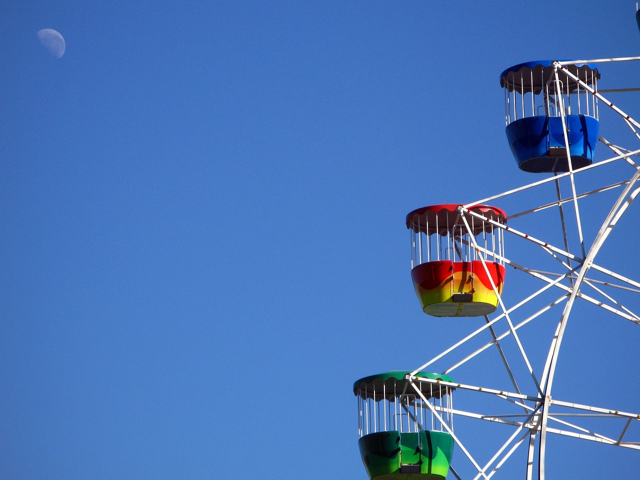 fun fair moon blue sky free photo