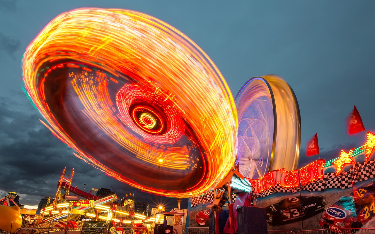 fairground lights park free photo