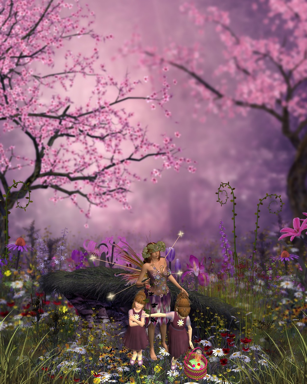 fairy tale spring purple day free photo
