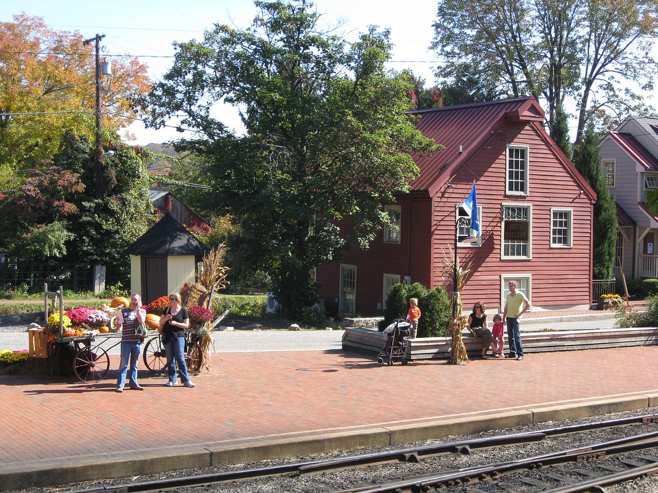 fall train station town free photo