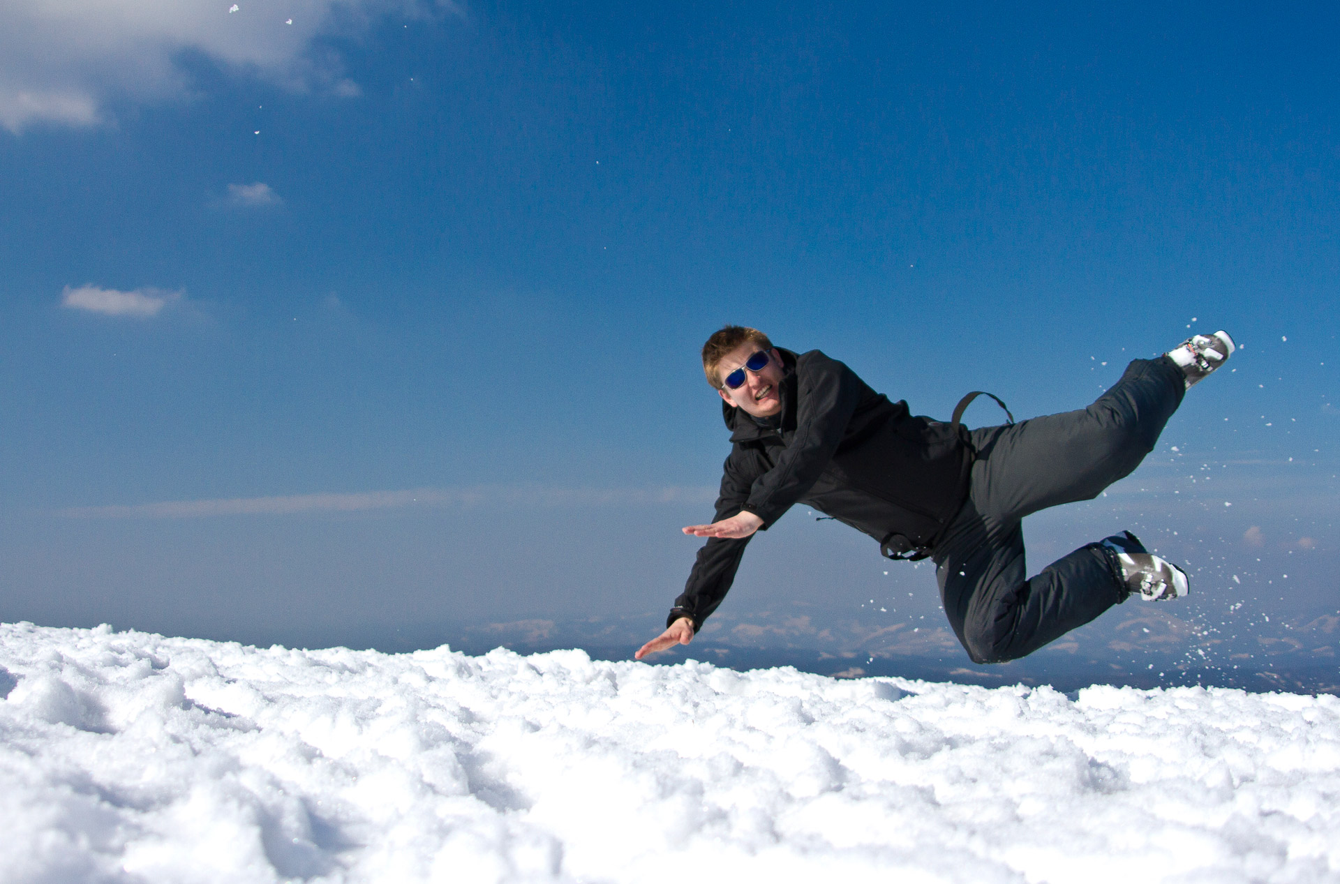 man falling snow free photo