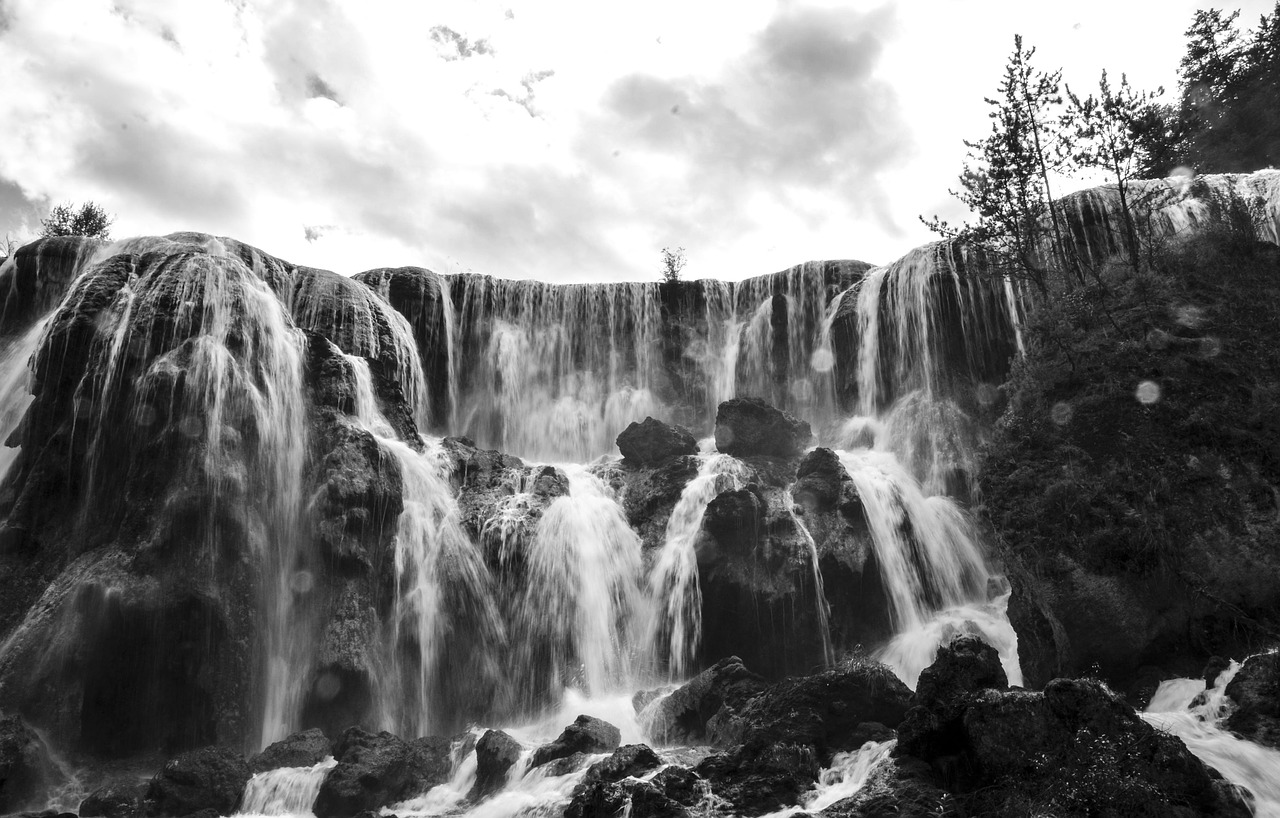 falls black and white the scenery free photo