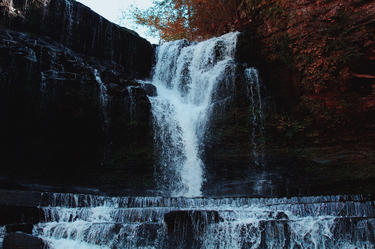 falls water rocks free photo