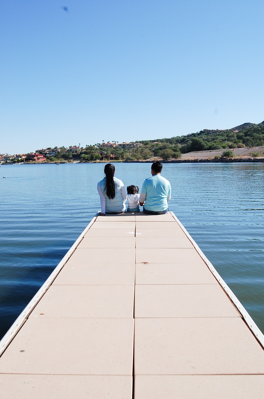 family lake water free photo